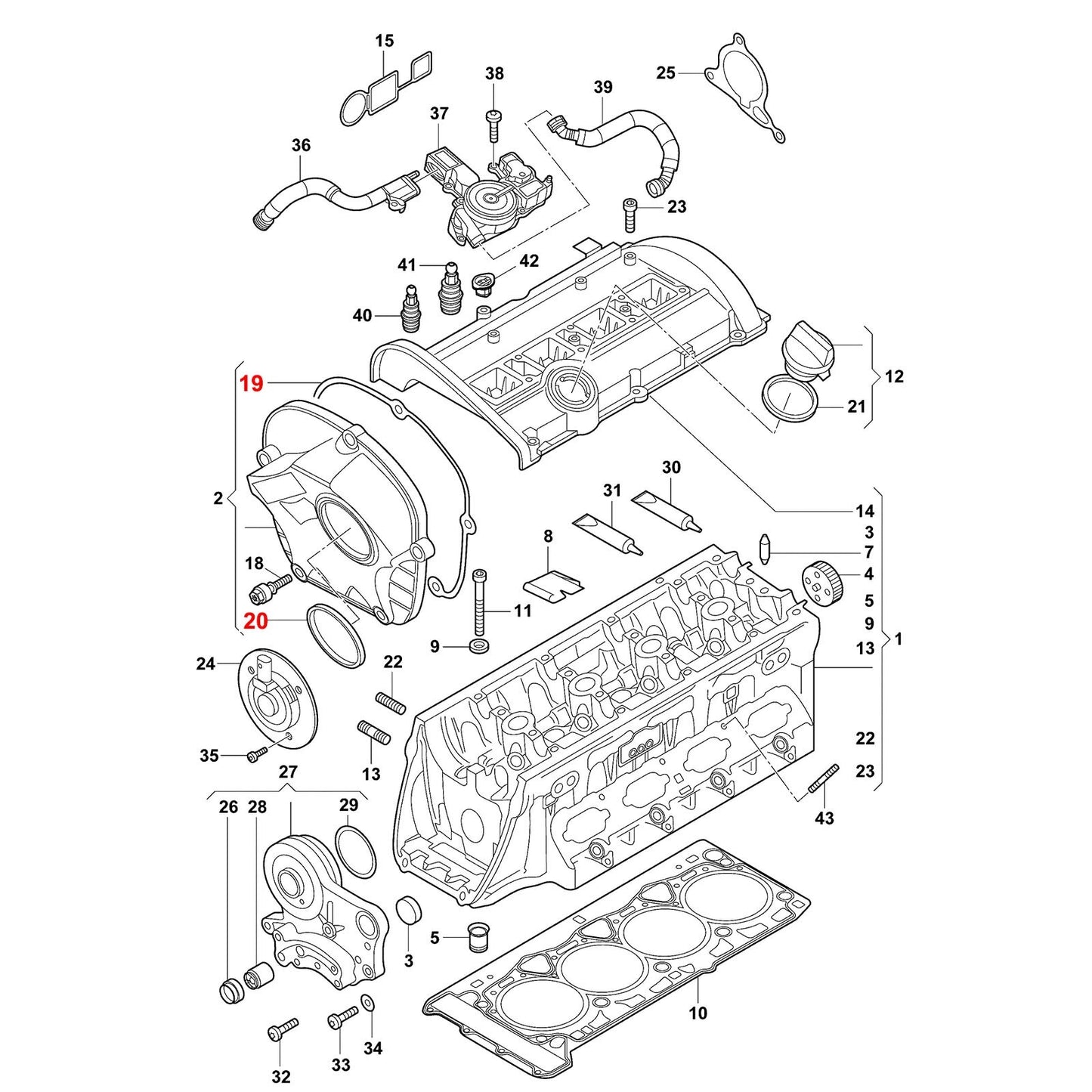 for AUDI A3 for A4 for A5 for VOLKSWAGEN for PASSAT for JETTA Upper 06H103483D Timing Cover Gasket