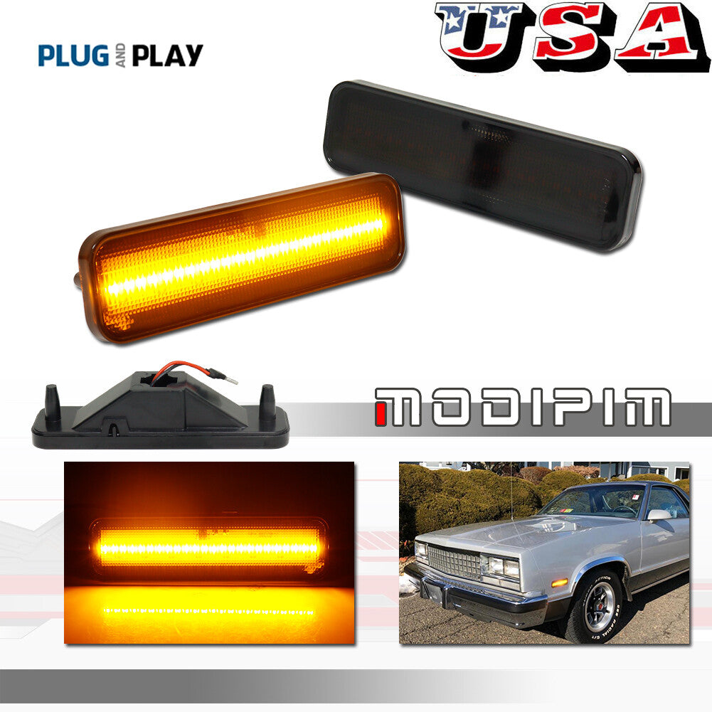 Smoked amber LED side marker lights are suitable for 82-87 for Chevrolet El Camino and for GMC Caballero.