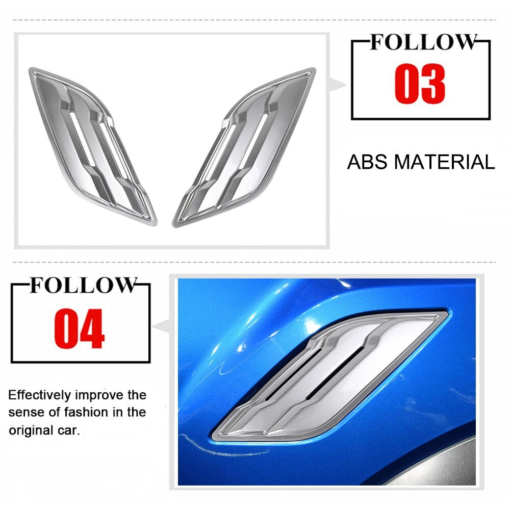 Silver Side Fender Air Vent Outlet Cover Panel Trim for Ford F150 2015-2020