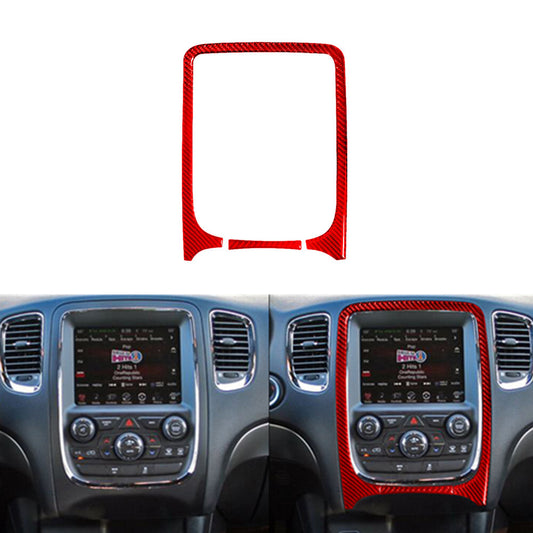 Red Carbon Fiber Radio Console Surround Trim for Dodge Durango 2014-2020 Type B