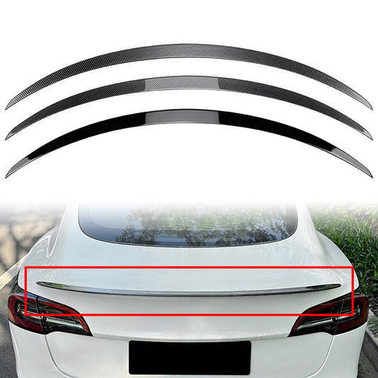 Rear Trunk Spoiler Wing ABS for Tesla Model 3 2017-2023 Gloss Carbon Fiber Black