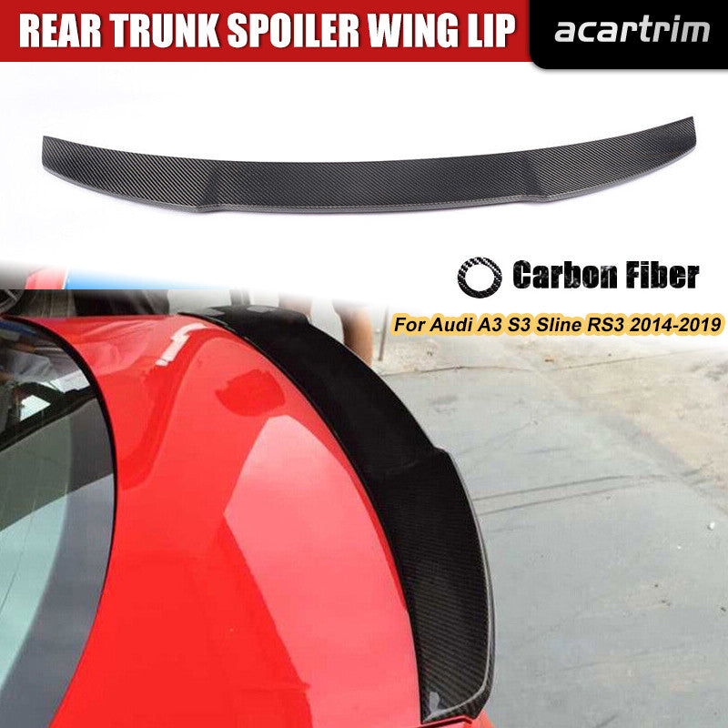 Rear Trunk Spoiler Wing Lip for Audi A3 S3 Sline RS3 2014-2019 Carbon Fiber Car
