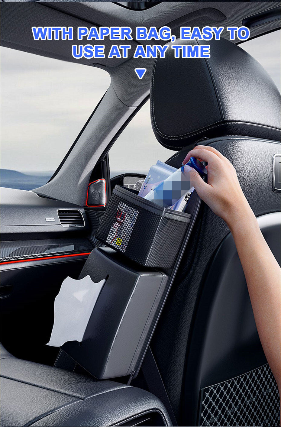 Black Car for Seat Side Back Storage Organizer Multifunctional Hanging Bag Holder
