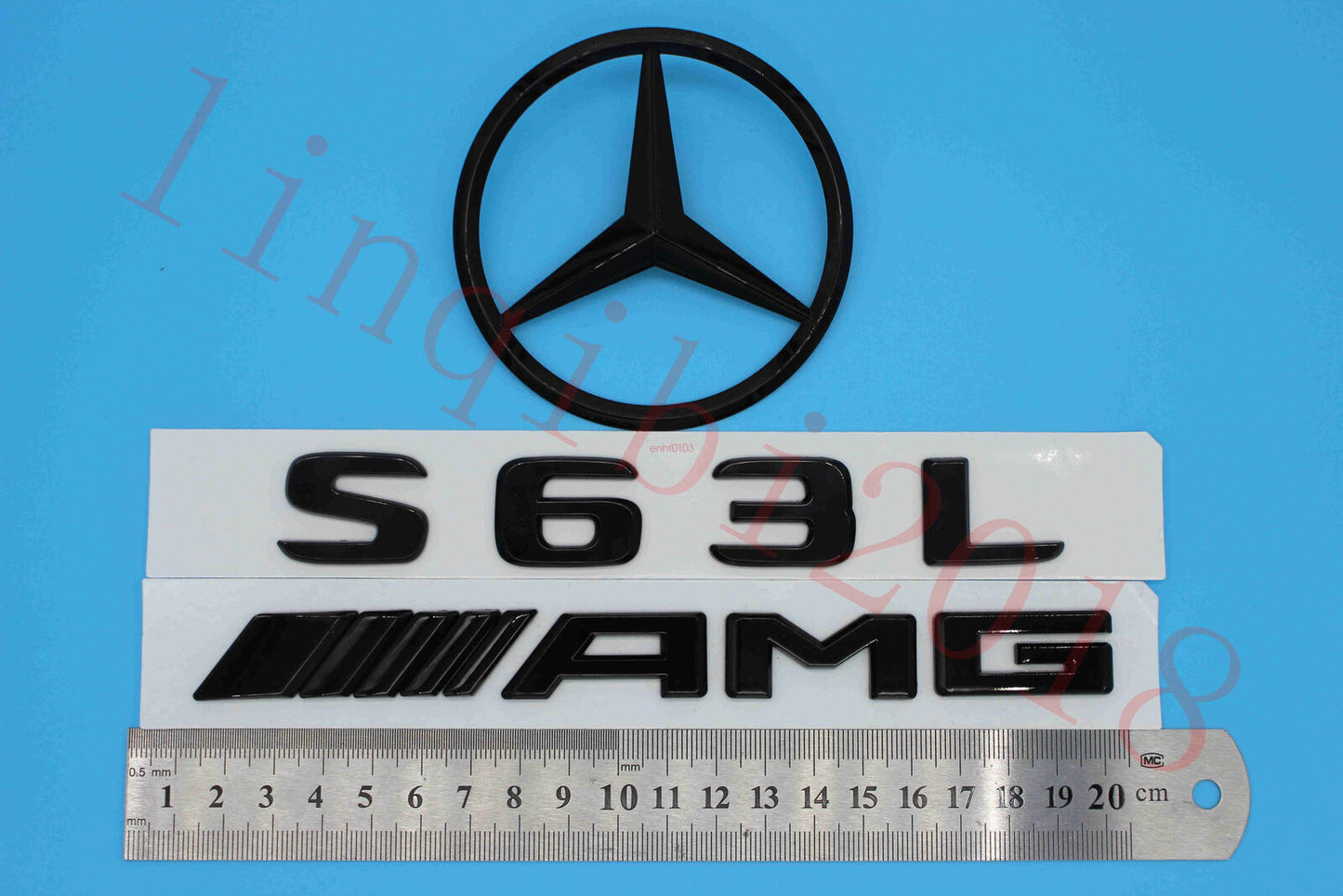 Gloss Black S63L AMG Trunk Logo Sticker Decal Emblem Badge Package for W221 S63L