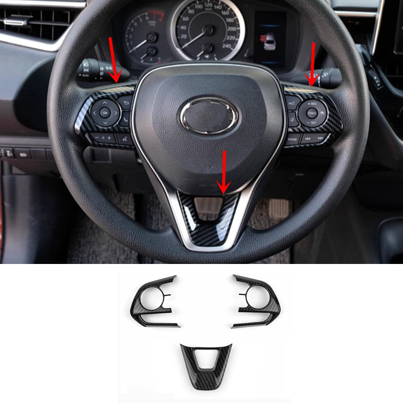 Carbon fiber steering wheel trim frame for Toyota for Corolla 2019-2024 (3 pieces)