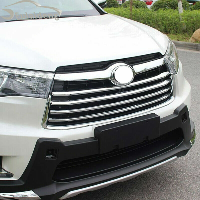 for Toyota Highlander 2014-2016 ABS Chrome Front Grille Grill Bumper Cover Trim