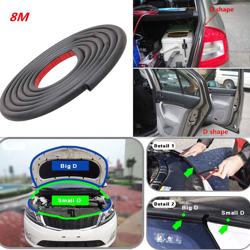 Universal 26ft D Pad Car Door Window Strip Trim Rubber Weather Strip Seal Mat