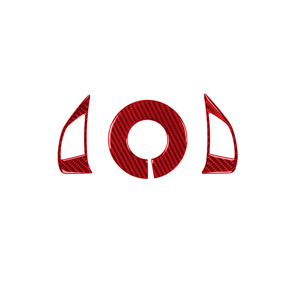 Red Carbon Fiber Interior Steering Wheel Accent Cover Trim For 2012-15 for Fiat 500
