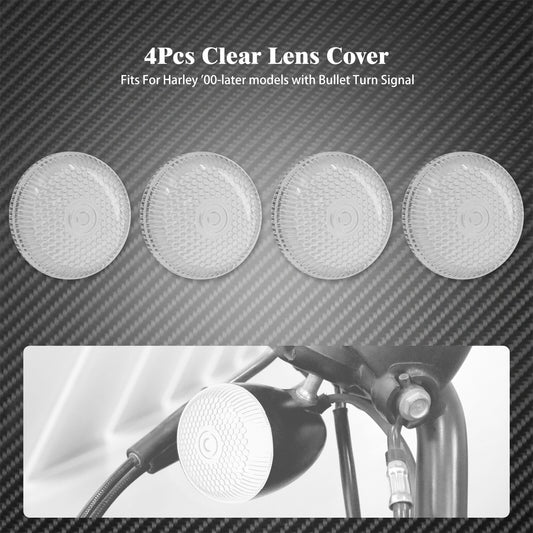 4 Clear Bullet Turn Signals Light Lens Cover Fit for Harley Dyna Softail Touring