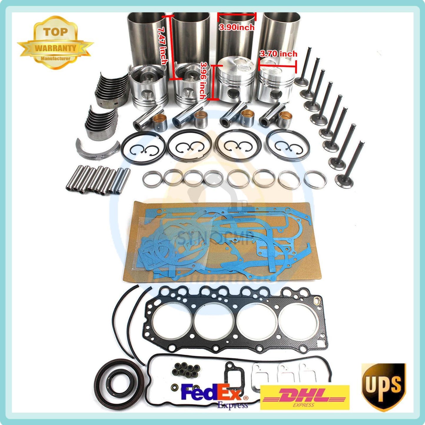 T3000 Full Engine Overhaul Kit for Forklift Truck 3RINGS for MAZDA HA Hyster Yale