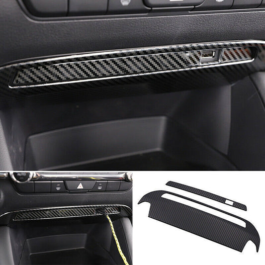 2P for Mazda 3 Axela 19-23 Stainless Carbon Fiber Middle Console USB Panel Trims