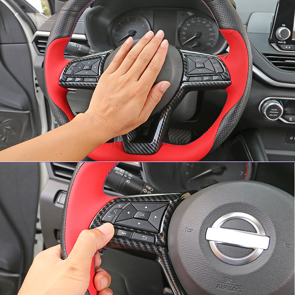 for Nissan Teana Altima 19-2021 Carbon Fiber Interior Steering Wheel Cover Trim