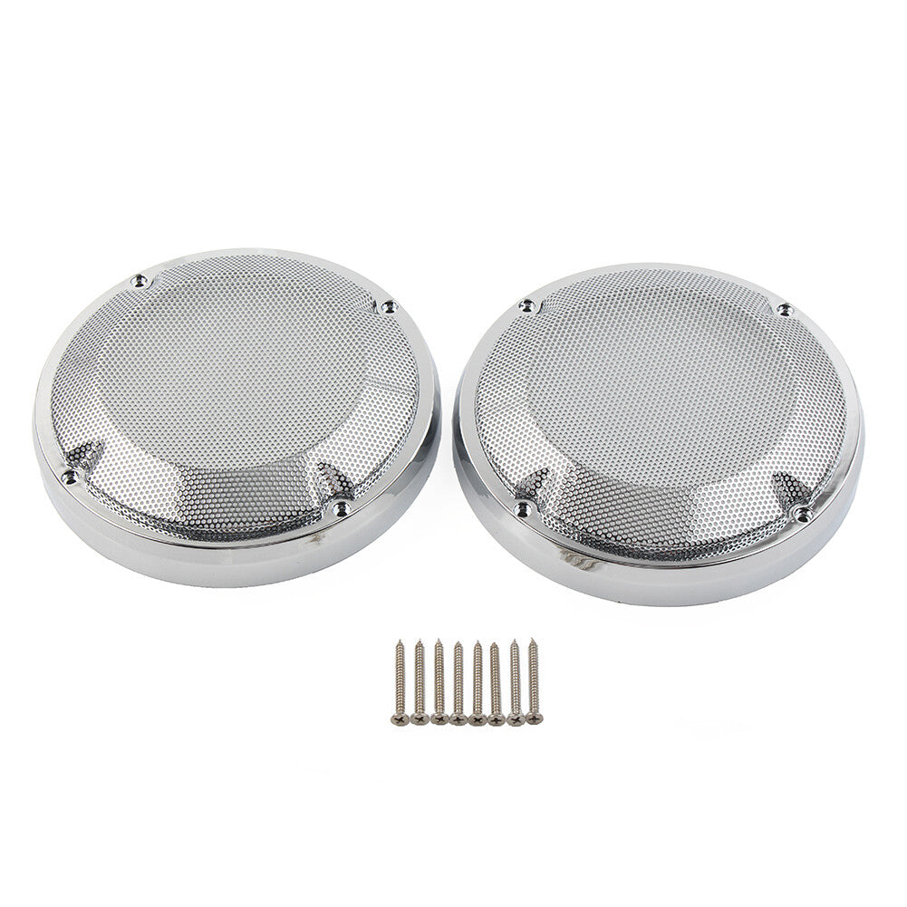 6.5 Saddlebag Lid Speaker Grill Cover for Harley Touring Electra Glibe Silver