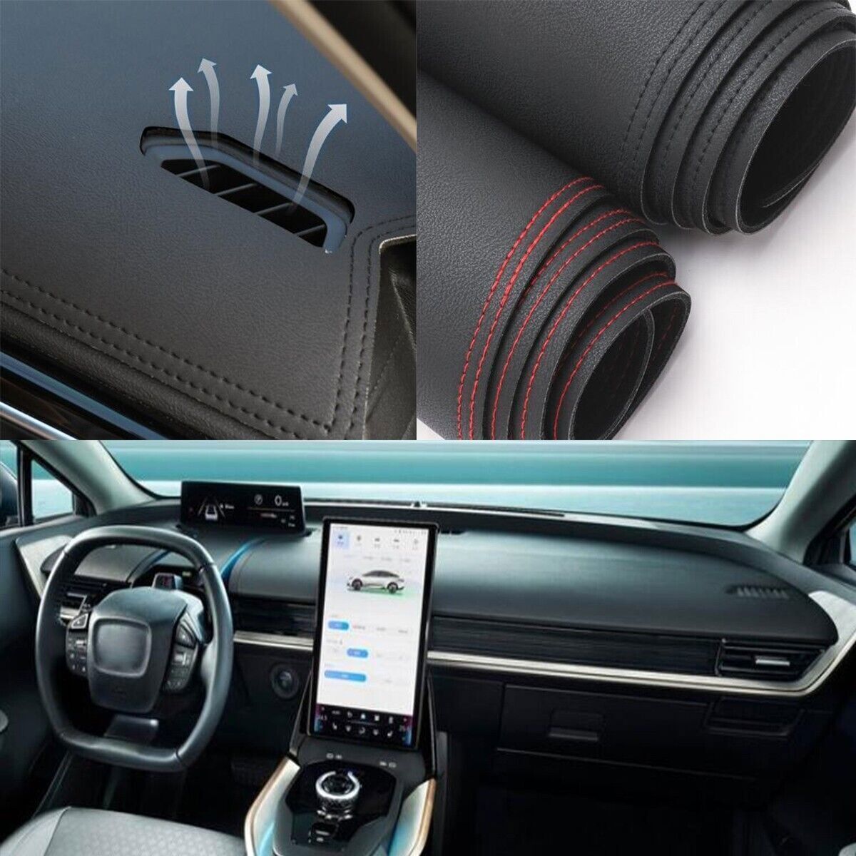 1PCS PU leather Dashboard Dash Mat Non-slip DashMat Sun Shade Pad For bZ3 2024+