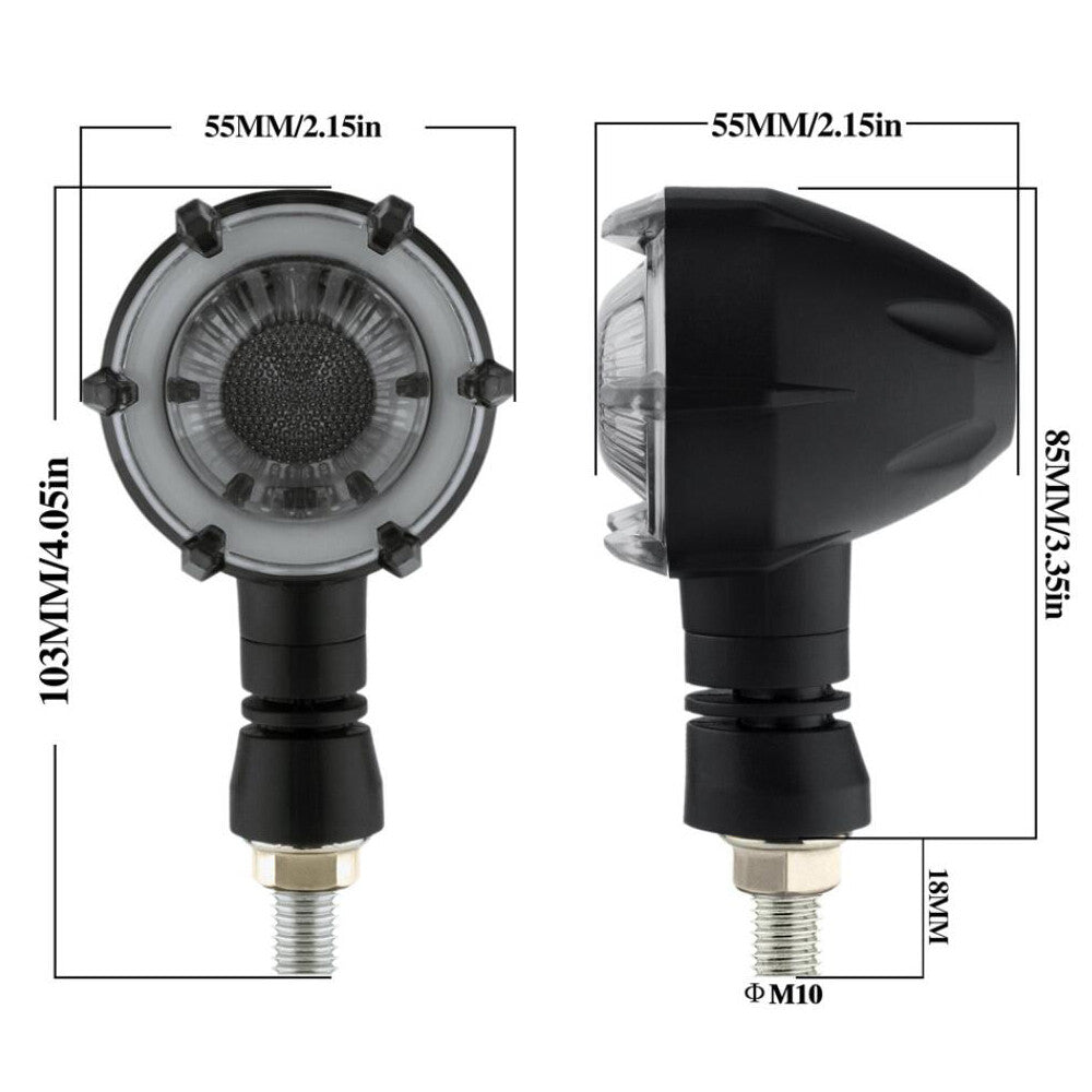 Integrated LED turn signal brake running taillights for Harley-Davidson and for Honda motorcycles.