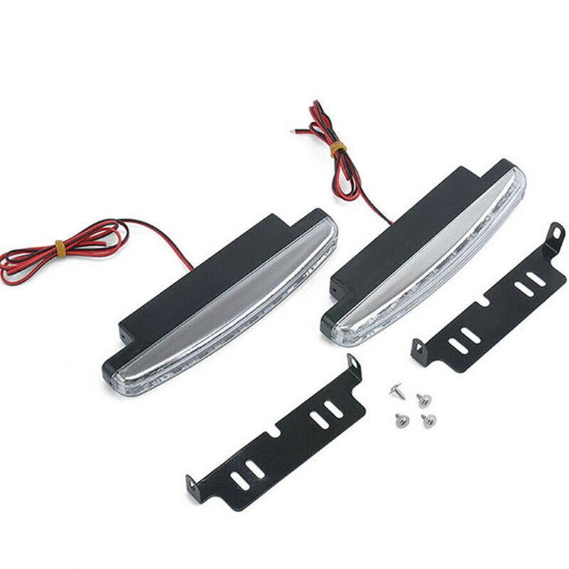 2Pcs Car 8 LED DRL Fog Driving Daylight Daytime Running Light Head Lamp White