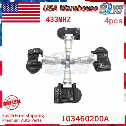 433MHz Tire Pressure Sensor TPMS Fits for Tesla Model 3 S X 4PCS 103460200A