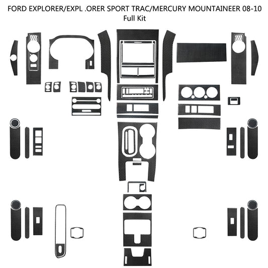 68Pcs for Ford Explorer 2008-2010 Carbon Fiber Full Interior Kit Cover Trim