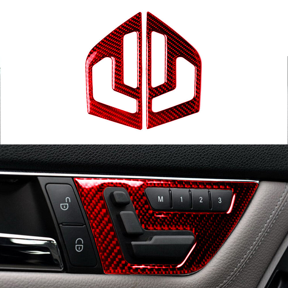 Red Carbon Fiber Door Buckle Trim for Mercedes-Benz W204 2007-10 Type B