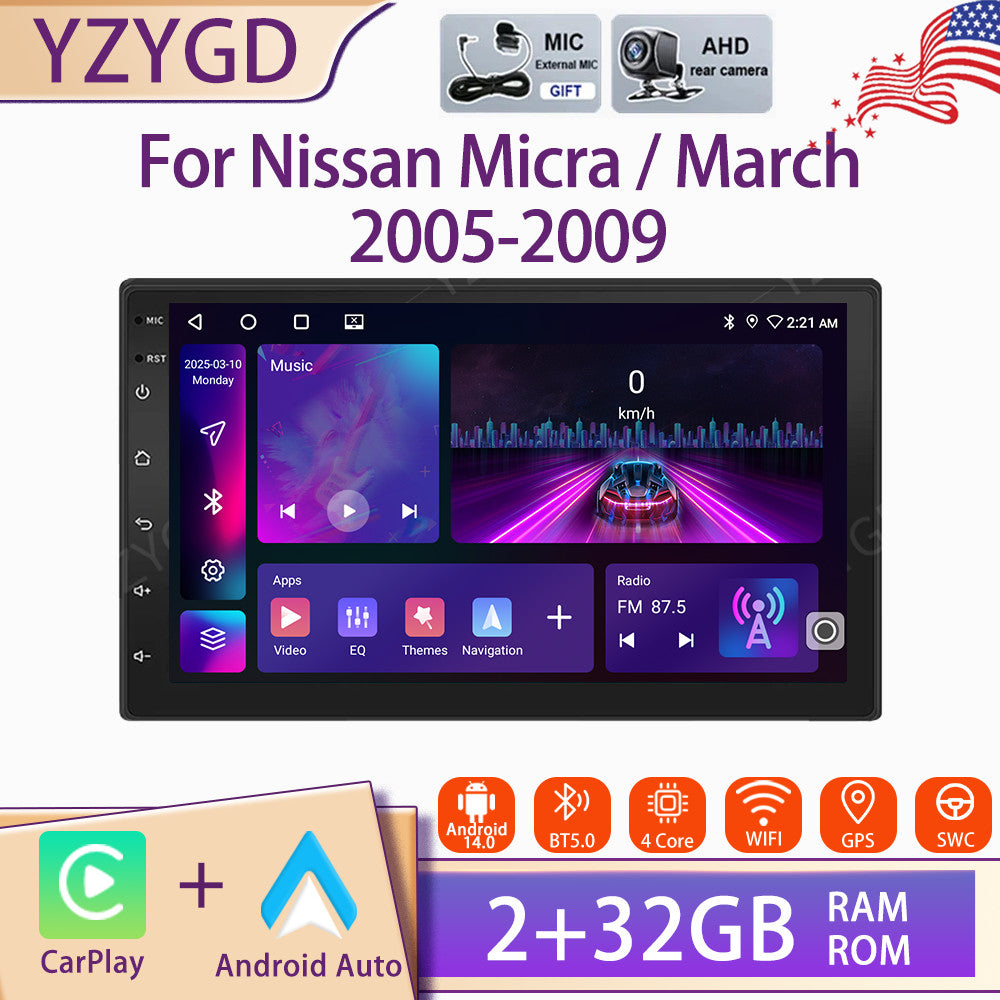 7inch for Nissan Micra/March 2005-2009 Android Auto CarPlay Car Stereo Radio GPS