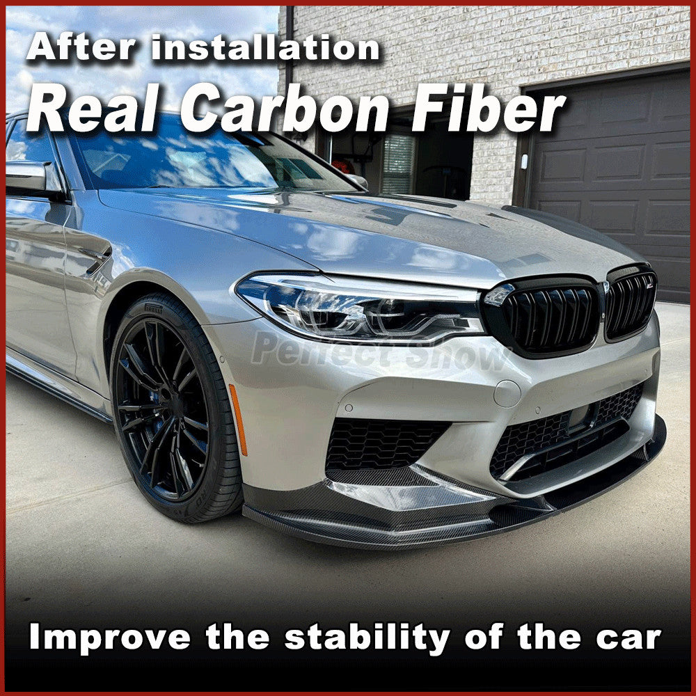 Fit for BMW F90 M5 2018-2019 Real Carbon Front Bumper Lip Spoiler Chin Splitter