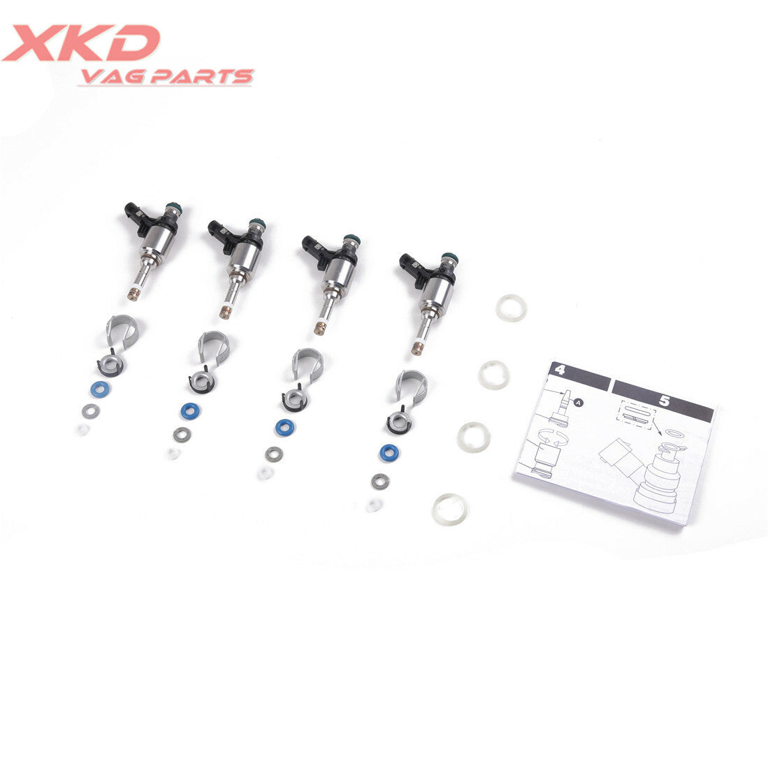 4 Fuel Injectors and Repair Kits for EA888 2.0T Models Suitable for Golf , for Jetta , CC, for Audi A3, A4, A6, TT