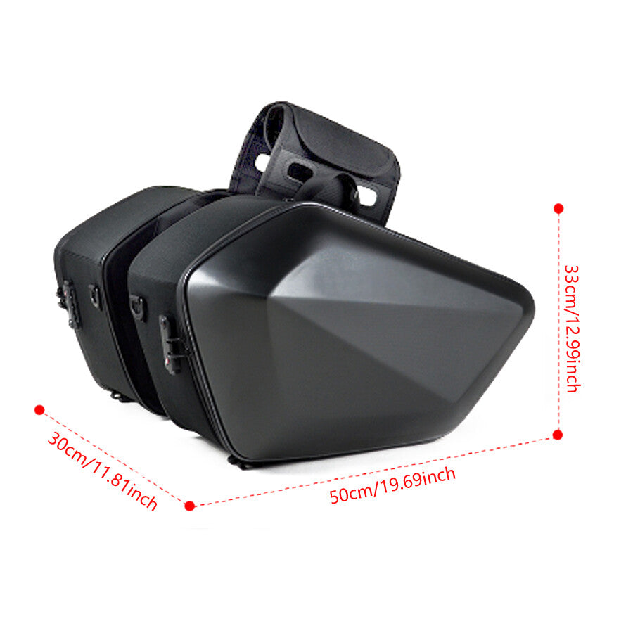 2 x 30L Motorcycle All-Terrain Vehicle Dual Saddle Bag Riding Helmet Storage Hard Shell Side Pockets