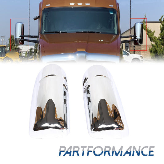 A pair of chrome-plated door mirror covers on the left and right sides are suitable for Kenworth T680 W990