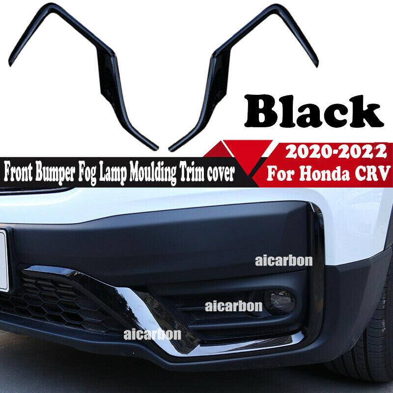 for Honda CR-V CRV 2020-2022 Black Front Bumper Fog Lamp Moulding Trim Strips 2P