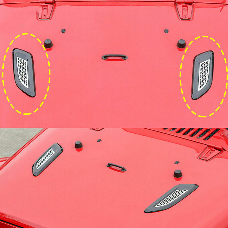 2P Glossy Black Engine Hood Moulding Sticker Trim for Jeep for Wrangler JK 2007-2017