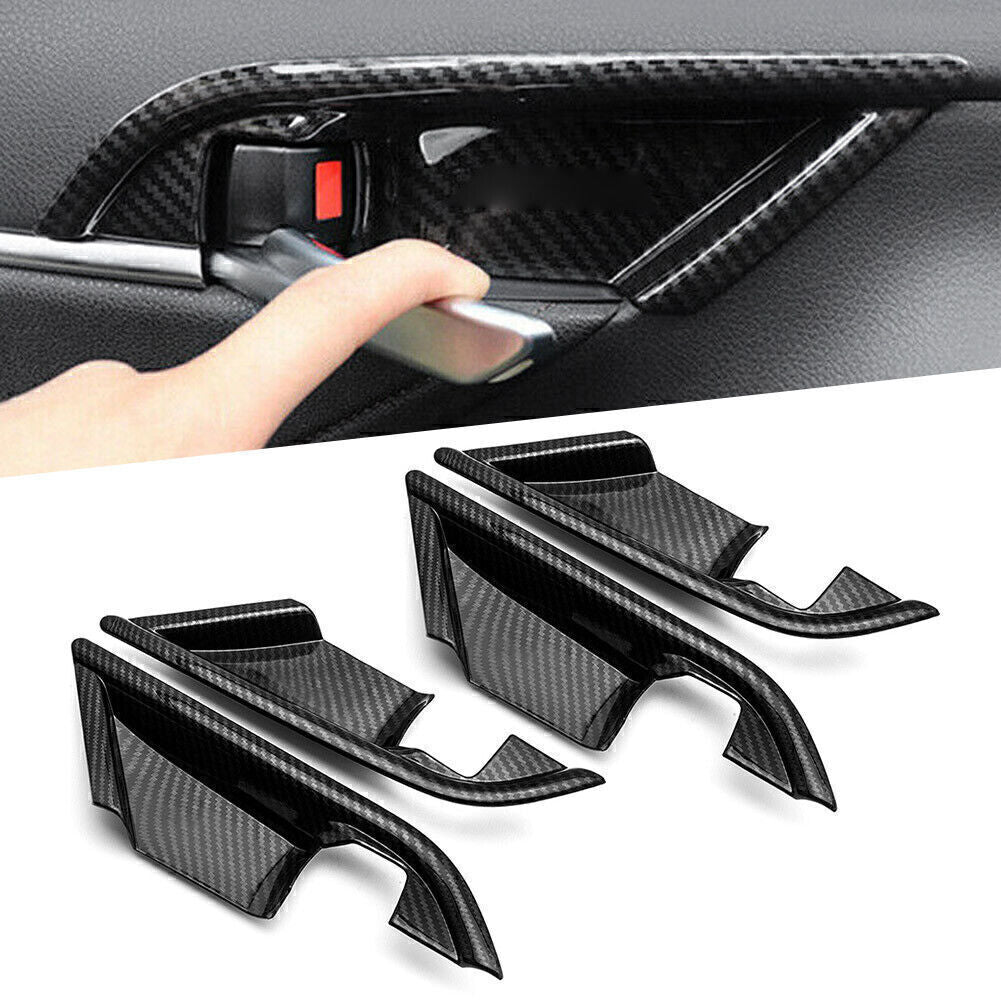Inner Door Handle Bowl Cover Trim Carbon Fiber Style Fit for Toyota for Camry 2018 19