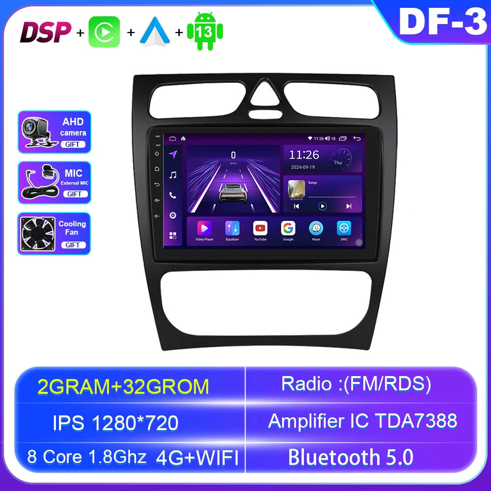 Car Radio for Mercedes for Benz C W203 A W168 G W463 C CLK W209 Carplay GPS Screen