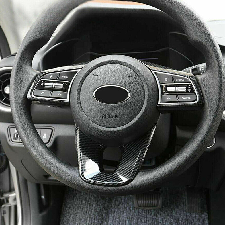 for Kia Forte K3 2019-2021 Carbon Fiber Inner Steering Wheel Frame Cover Trim 2x