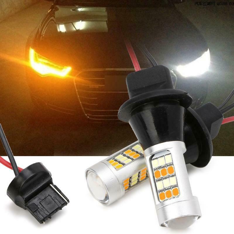 2 X T20 7440 42-LED 2835 50W Dual Color Switchback LED DRL Indicator Light Kit