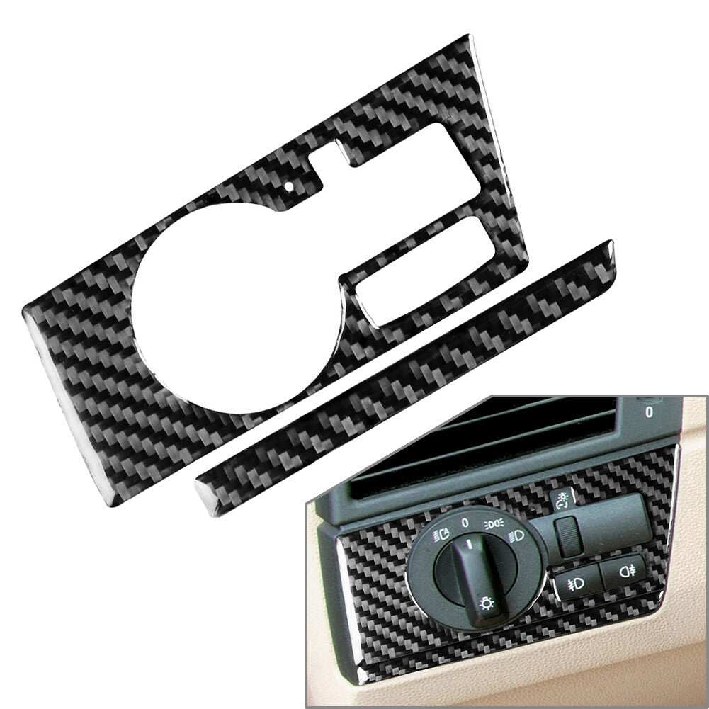 Headlight Switch Button Panel Cover Carbon Fiber for BMW X3 E83 2004-2010 LHD