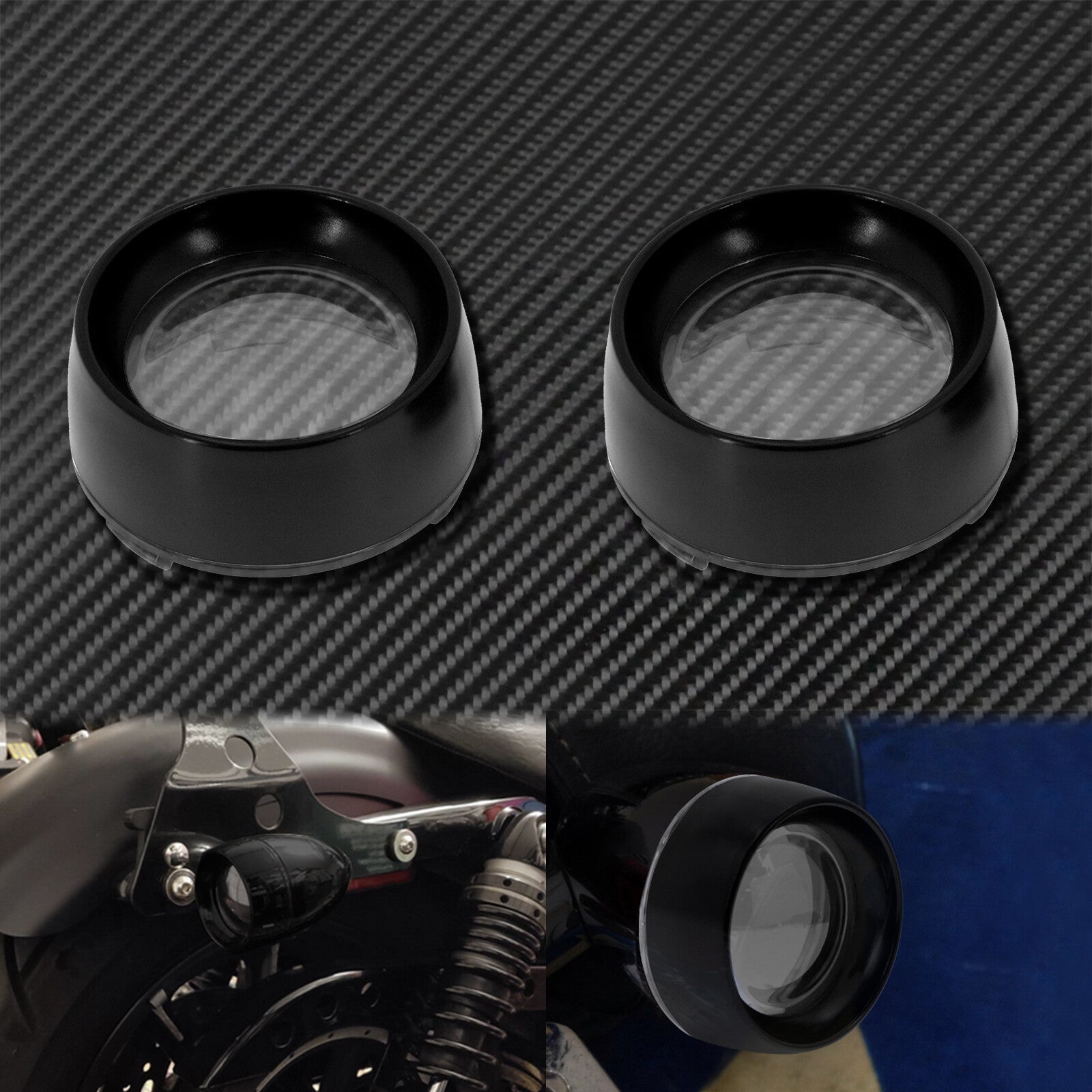 Gloss Clear Trim Ring Bullet Turn Signal Lens Cover Fit for Harley Softail Dyna