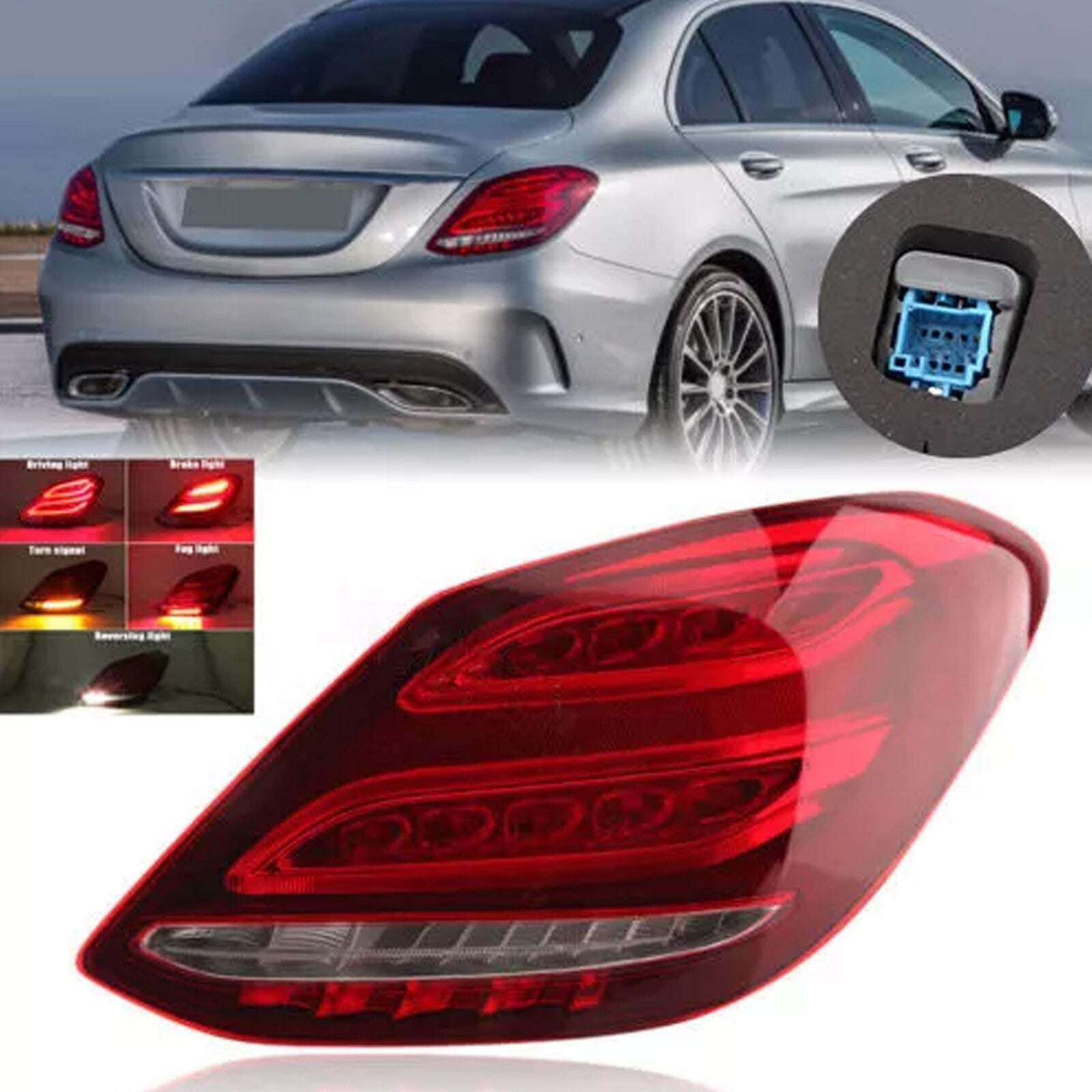 Applicable to 2015-2018 for Mercedes-Benz C-Class W205 LED taillights for right passenger.