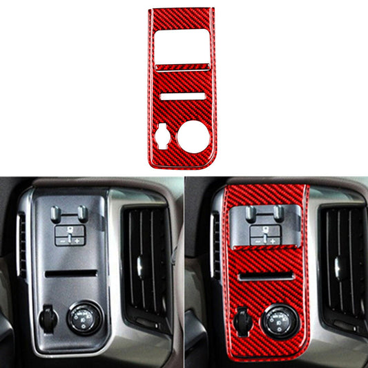 Red Carbon Fiber Dim Light Control Trim For Silverado for GMC for SIERRA 2014-2018 TypeC