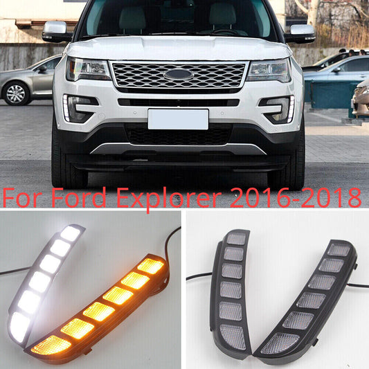 Daytime Running Lights LED DRL Front Fog Lights Fit for Ford Explorer 2016-2018
