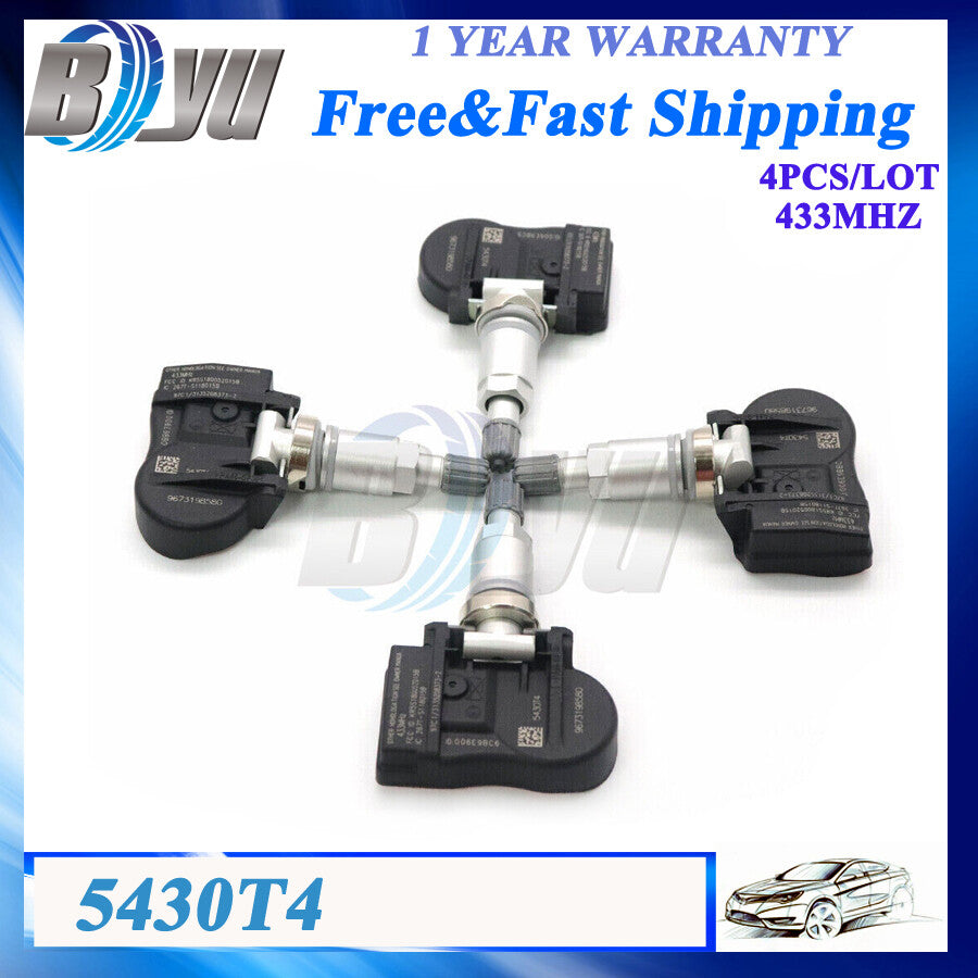 4X TPMS 5430T4 Tire Pressure Sensor 9673198580 for Peugeot 207 307 for Citroen C4