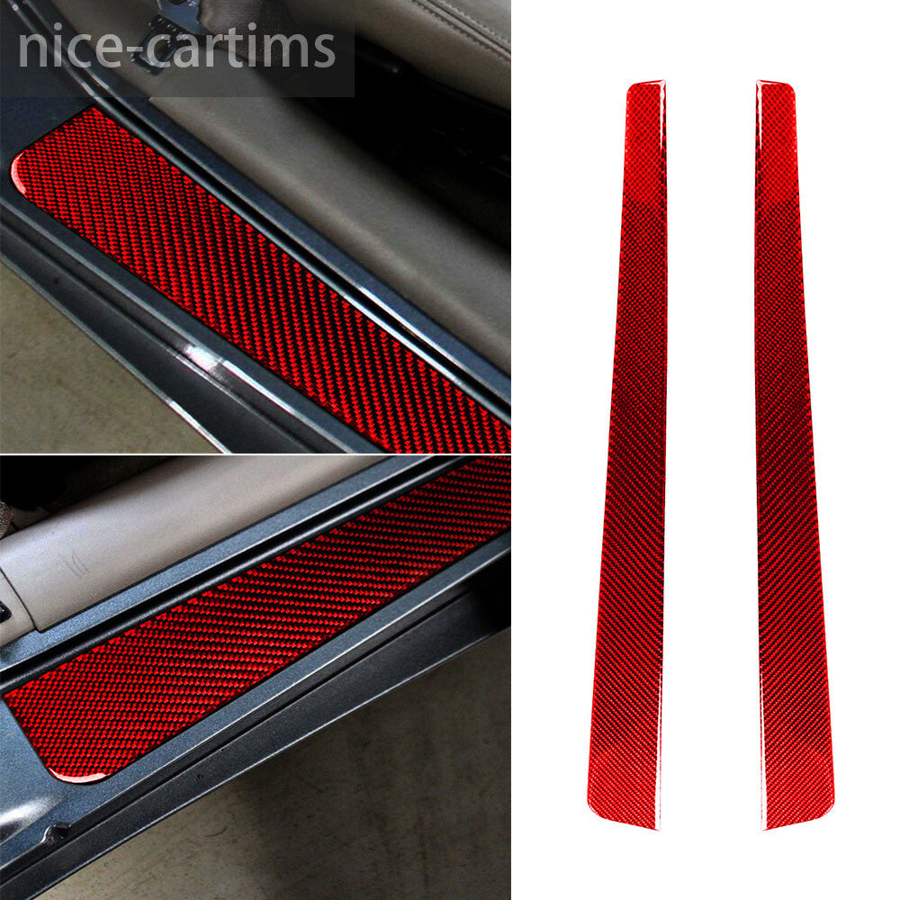 Red Carbon Door Sill Scuff Guard Plate Cover for Chevrolet for Corvette C5 1998-2004