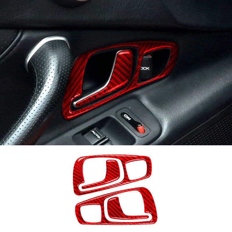 4pcs Red Carbon Fiber Interior Door Handle Cover Trim for Honda S2000 2004-2009