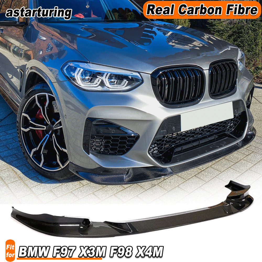 Fit for BMW X3 M F97 X4 M F98 2018-23 Dry Carbon Fiber Front Bumper Lip Spoiler