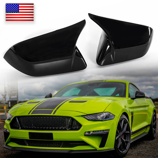 Suitable for 2015-2020-2022 for Ford for Mustang M angled gloss black side mirror protectors.
