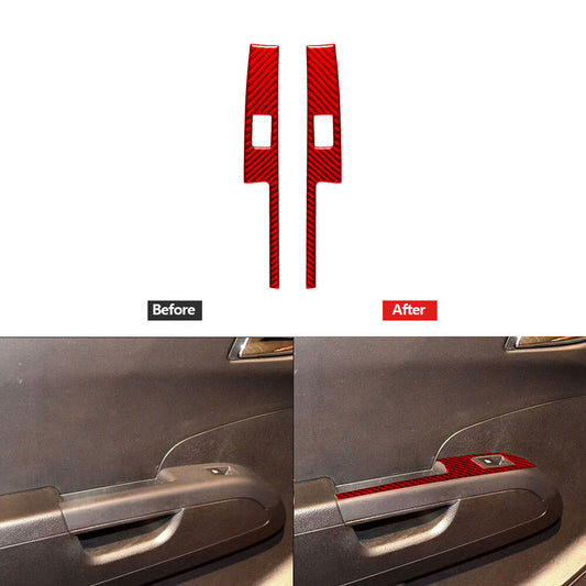 Red Carbon Fiber Rear Window Lift Panel Cover Trim for Chevrolet Sonic 2012-2016