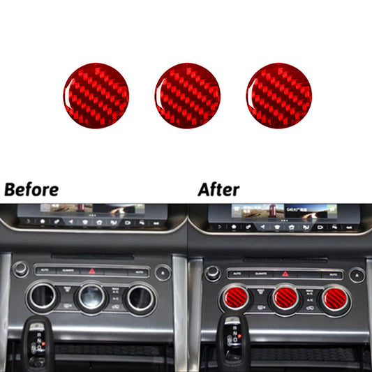 3Pcs Red Carbon Fiber Air Conditioning Button Trim For Land for Range Rover Sport