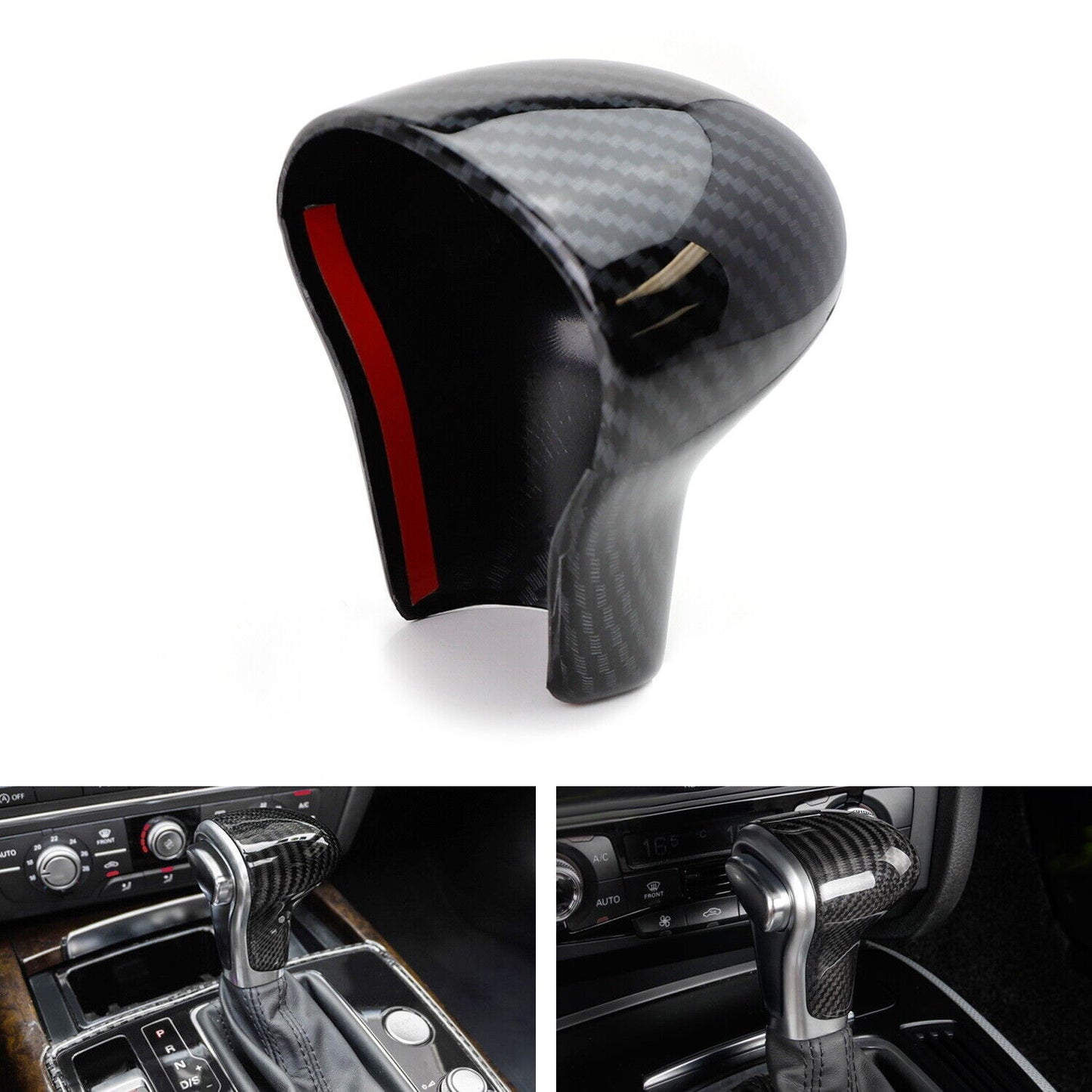 Carbon Fiber Style Gear Shift Knob Cover Cap Trim for Audi for A4 B8 for A5 for A6 A7 Q5 Q7
