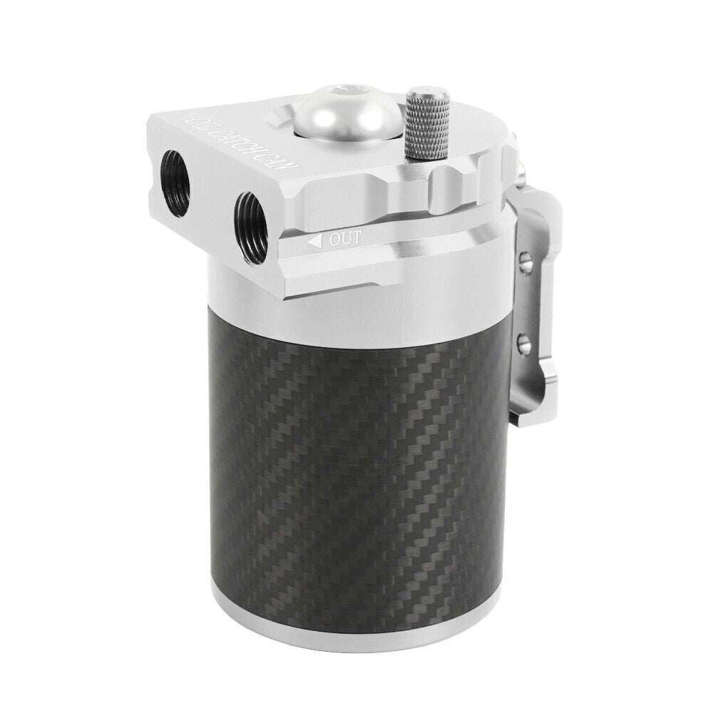 Baffled Oil Catch Can Oil Separator Breather 300ml Aluminum w/REAL Carbon Fiber