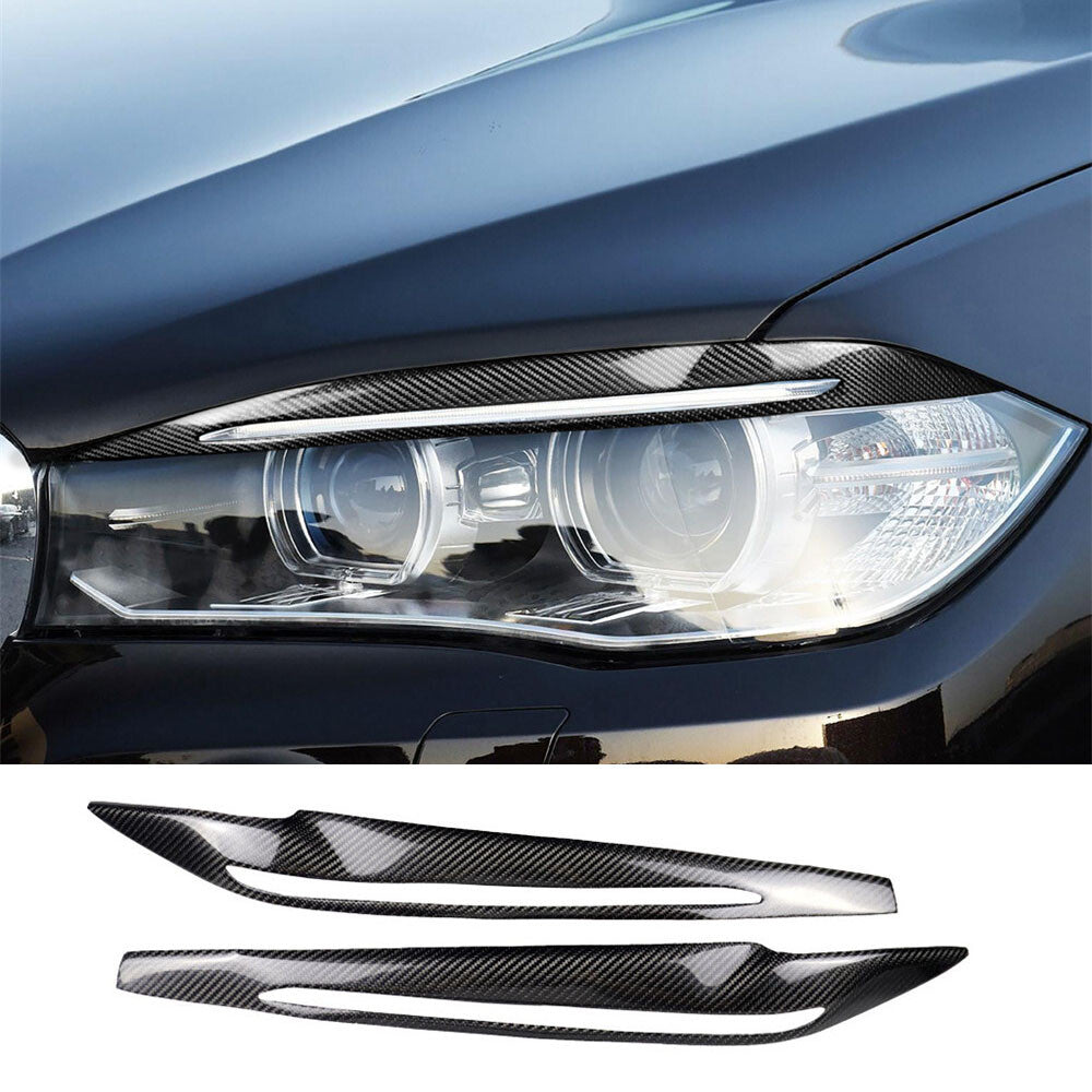 Carbon Fiber Headlight Eyelids Eyebrow Cover for BMW F15 X5 F85 X5M X6 2014-2018