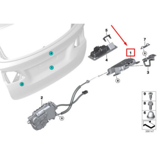 Tailgate Lock for BMW 2 Series F45 F46 214d 216d 216i 218d 218dX 218i